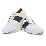 Swiss white blue golf shoes