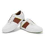 Swiss white tan golf shoes