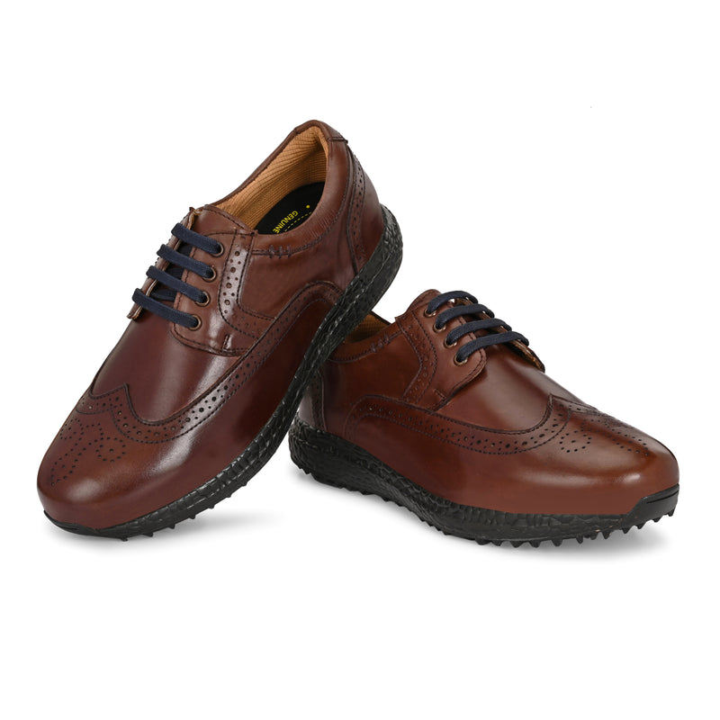 Brogue Spikeless Brown-Golf Shoes