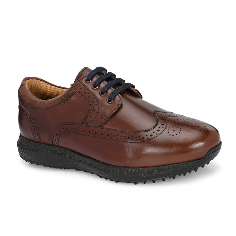 Brogue Spikeless Brown-Golf Shoes