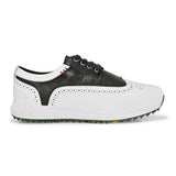 Brogue Spikeless White Black-Golf Shoes