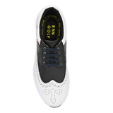 Brogue Spikeless White Black-Golf Shoes