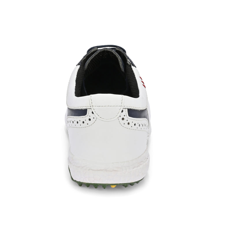 Brogue Spikeless White Navy-Golf Shoes