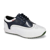 Brogue Spikeless White Navy-Golf Shoes